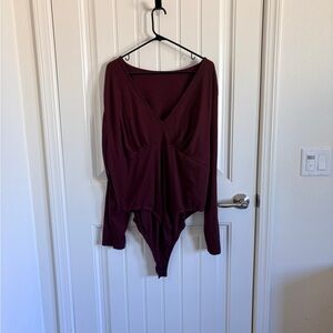 Elegant Burgundy Women's Bodysuit